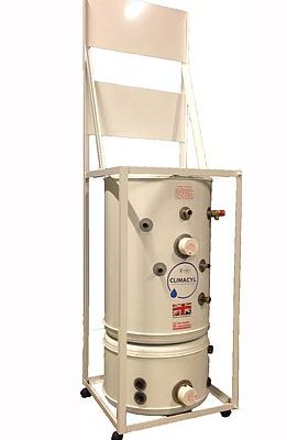 Example of a bespoke pre-plumbed hot water cylinder solution manufactured by World Heat Cylinders.