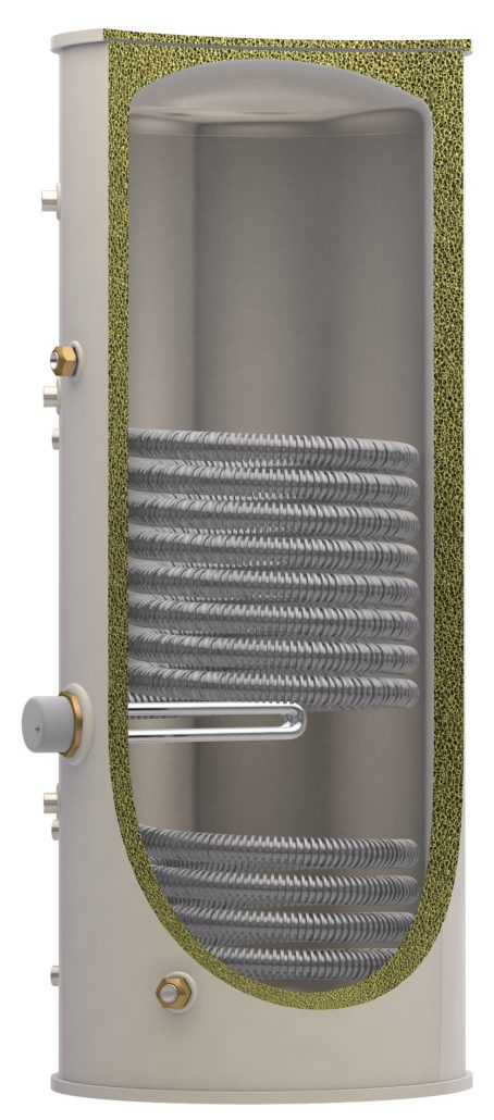 Stainless Indirect twin coil cut away Twin Coil Unvented Cylinder