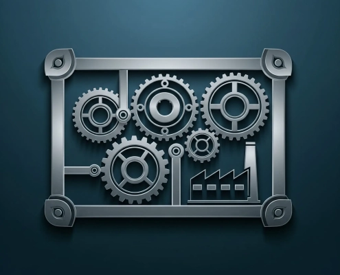 Symbolic representation of commercial manufacturing standards, precision engineering, and industrial processes.